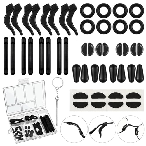 MAYCREATE® 50PCS Eyeglasses Retainers Sets, Silicone Anti-Slip Eyeglass Holder, Comfort Ear Grip Hooks Protectors for Spectacle Sunglasses Reading Glasses Eyewear, Black MAYCREATE® 50PCS Eyeglasses Retainers Sets, Silicone Anti-Slip Eyeglass Holder, Comfort Ear Grip Hooks Protectors for Spectacle Sunglasses Reading Glasses Eyewear, Black